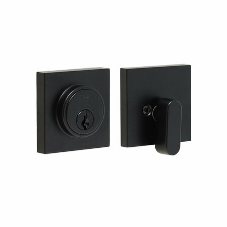 WESLOCK Square Single Cylinder Deadbolt, Adjustable Latch and Round Corner Full Lip Strike Matte Black 00771-2-2FR22